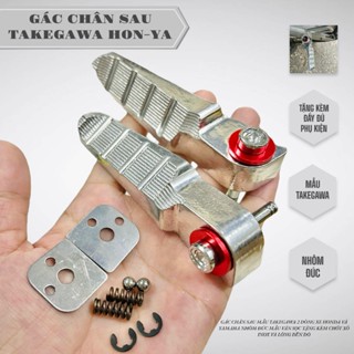 Gác chân sau Honda và Yamaha gác chân Takegawa nhôm đúc mẫu vân sọc tặng chốt xỏ long đền đỏ