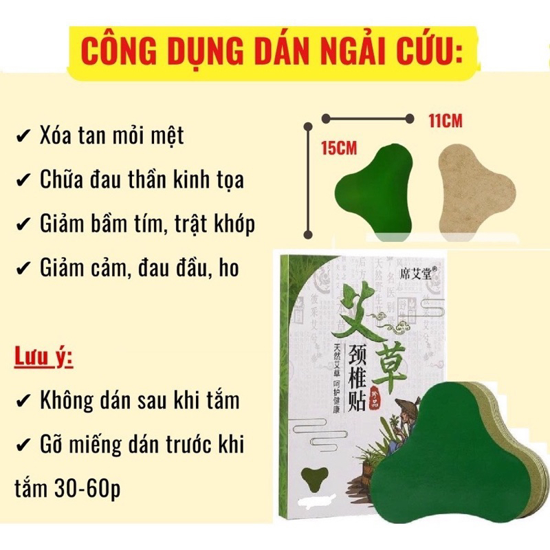 [HÀNG CHUẨN - NÓNG] Hộp 12 Miếng Dán Ngải Cứu Vai Gáy Giảm Đau Cổ Vai Gáy, Thải Độc