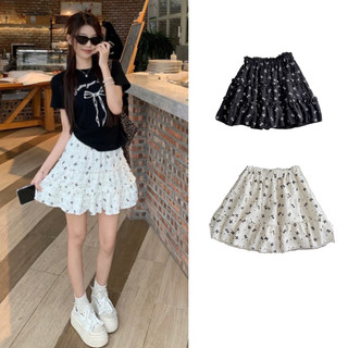 Chân váy ngắn dáng xoè hoạ tiết NƠ XINH ulzzangg