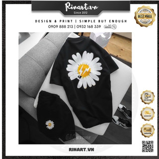 ÁO THUN UNISEX COTTON BASIC HOA CÚC LOGO TO NHIỀU MÀU