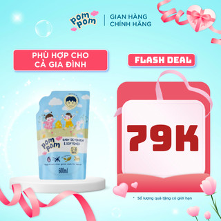  Nước Giặt Xả 2in1 Pom Pom Active Sạch Vi Khuẩn, Nấm Mốc, Làm Sạch Vết Ố Vàng, Vết Dâu Trên Đồ Lót