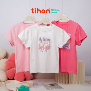 Áo thun bé gái TIHON cao cấp 100% cotton họa tiết in nổi đáng yêu ACT0750691