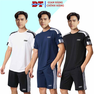 Đồ Bộ Quần Áo Nam Phối Sọc Kẻ Viền In LoGo THIEN Mặc Nhà Tập Gym Có Ba Màu, Chất Thun Mè Thoáng Mát - DTB