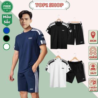Quần áo Thun Nam In LoGo THIEN - bộ quan ao Unisex sọc kẻ thời trang mùa hè Chất Thun Mè 3 Màu L