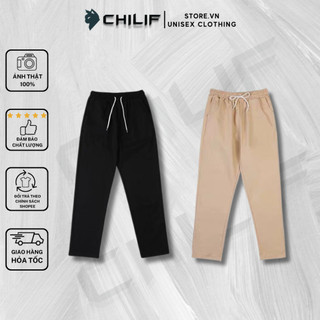 Quần Basic Kaki Nam Nữ Ống Suông UNISEX màu Đen/Tan (Chất siêu mịn dày đẹp)