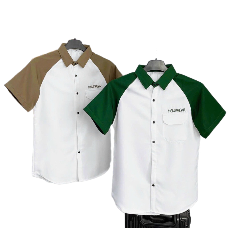 Áo Sơ Mi Nam thêu Meswear áo sơ mi nam tay ngắn chất vải mango thoáng mát