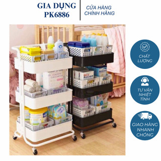 KỆ ĐỂ ĐỒ 3 TẦNG CÓ BÁNH XE SIÊU XỊN để đồ spa dụng cụ mỹ phẩm kích thước 35x26x75
