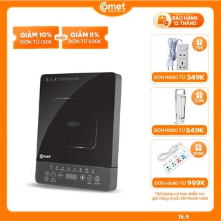 Bếp điện từ cảm ứng 2000W COMET CM5415 mặt bếp cường lực, Nút bấm cảm ứng, Quạt tản nhiệt lớn - Bảo hành 12 Tháng