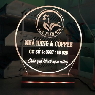 Đèn Led 3D Khắc logo shop nhận diện thương hiệu - Trang trí phòng , bàn làm việc