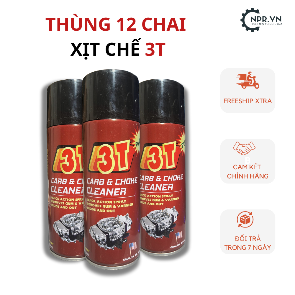 [THÙNG 12 CHAI] Xịt chế 3T, xịt chế hoà khí 3T, bình xịt vệ sinh kim phun, bình xăng con 3T