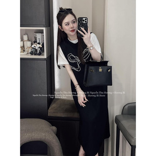 váy xuông nơ phối pull trắng