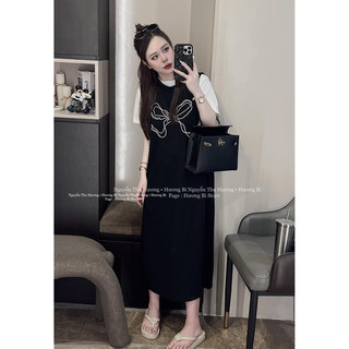váy xuông nơ phối pull trắng