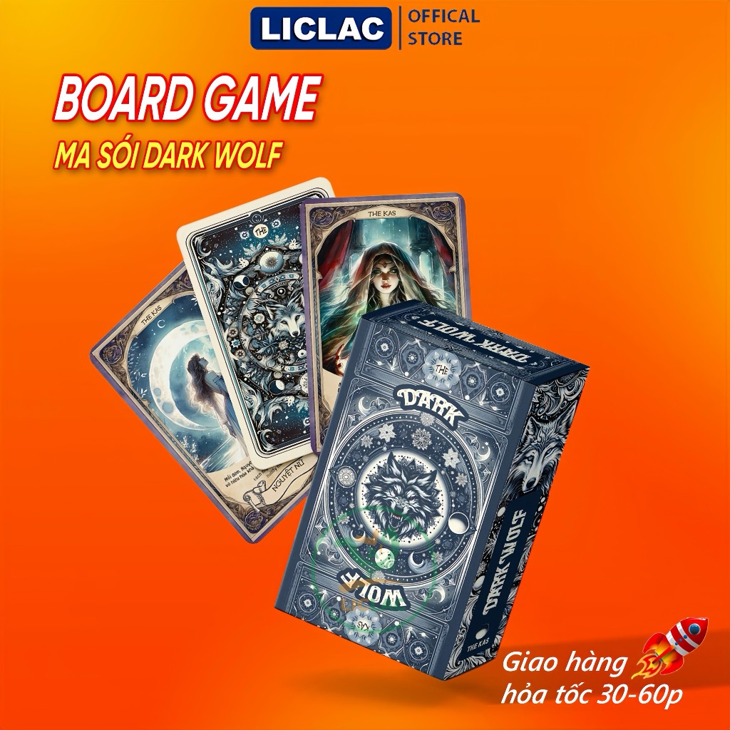 Bộ bài Ma Sói Tarot Dark Wolf 30 lá dành cho mọi lứa tuổi, Bài Ma Sói Song Ngữ Tiếng Việt -Tiếng Anh
