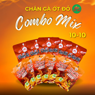 [COMBOMIX10-10] Chân Gà Rút Xương - Chân Gà Đôi 2 Chân Ớt Đỏ Vị Tê Cay Dai Giòn