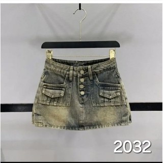 Chân Váy Jeans Nữ Bigsize Kiểu 4 Nút Túi Hộp TCSHOP MS 2032