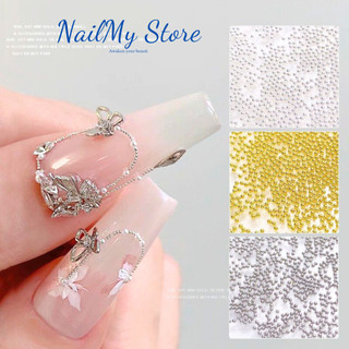 Túi bi trang trí móng size 0.4mm màu vàng bạc - Hũ bi, hạt bi nail thép size nhỏ mini