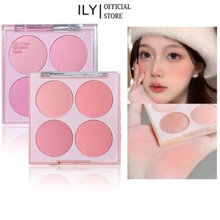 Má Hồng Makeup Bảng Phấn Má Hồng 4 Màu Tự Nhiên Làm Sáng Da Phấn Má Trang Điểm Chống Thấm Nước ILY