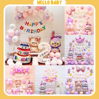 Set bóng trang trí sinh nhật chủ đề Thỏ tím và Cáo kèm số tuổi cho bé