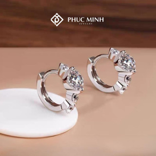 Khuyên tai bạc đính đá Loly - Phuc Minh Jewelry