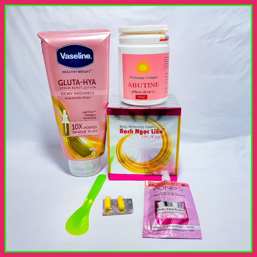Combo kem body Bạch Ngọc Liên Hồng Abutin hồng trắng da body chính hãng