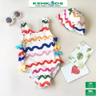Bikini bé gái Kem kids họa tiết cầu vồng kèm mũ . bộ bơi bé gái 8-18kg