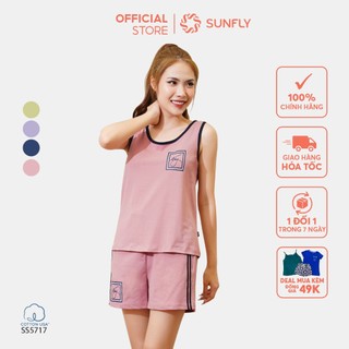 Đồ Bộ Mặc Nhà Nữ Cotton SUNFLY Áo Sát Nách Quần Sooc SS5717