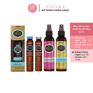 Xịt dưỡng và tinh dầu dưỡng tóc Hask argan oil, keratin oil giúp phục hồi tóc và mềm mượt tóc 18ml, 59ml, 175ml hair oil