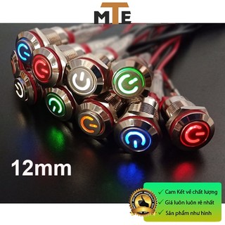 Nút nhấn 12mm giữ trạng thái ON/OFF, chống nước có LED 3-9V, 9-30V, 100-240V ĐẦU CAO - BIỂU TƯỢNG NGUỒN