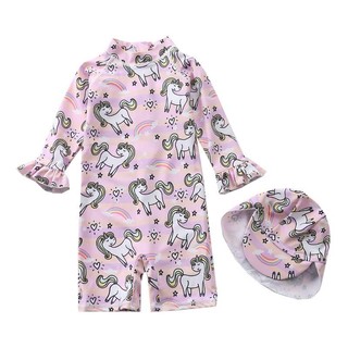 Bikini Bé Gái Đồ bơi kèm mũ che gáy Pony