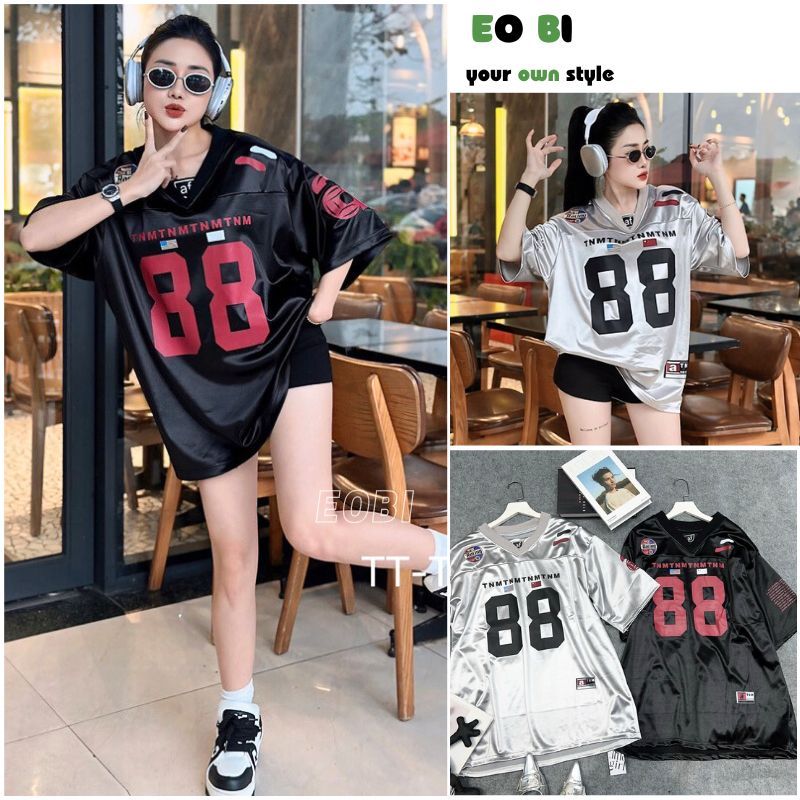 Áo thun Thể thao số 88 cổ tim chất cotton dáng rộng unisex, áo phông nam nữ GTM phối bóng rổ siêu hot - EOBI