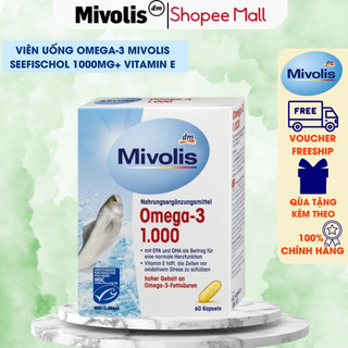 Viên uống OMEGA-3 1000mg+ Vitamin E Mivolis Đức bổ sung Omega 3 cho sức khỏe tim mạch, làm đẹp da