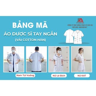 Áo Blouse Trắng Dược Sĩ, Y Tá, Nhà Thuốc Ngắn Tay Viền Lé Bích Cao Cấp