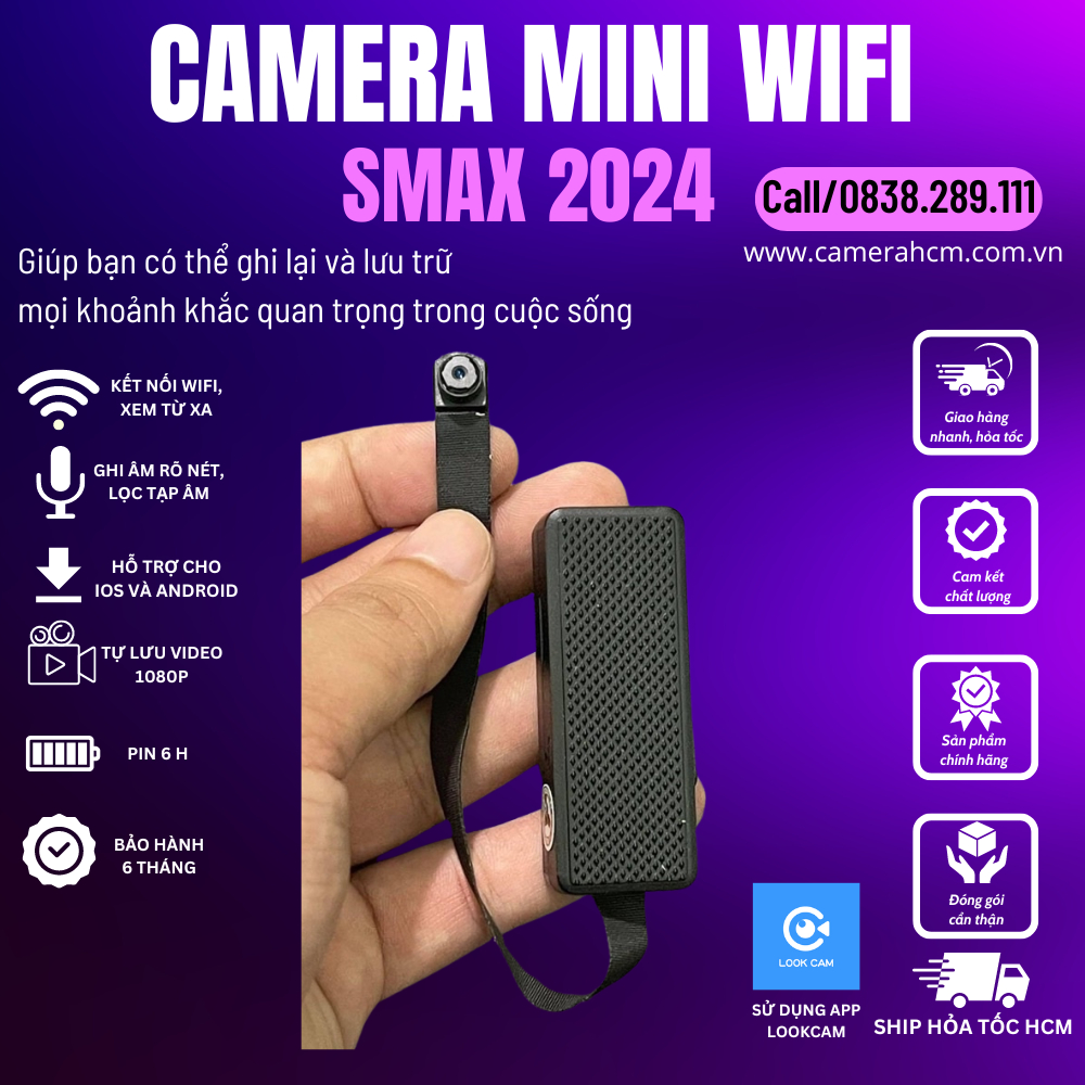 Camera Wifi Mini Smax Bản Cao Cấp Mắt Nhỏ Không Dây Mẫu Mới Hộp Nhựa Tản Nhiệt Kèm Cục Sạc Dự Phòng Tiện Lợi