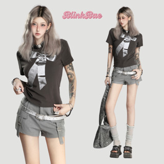 Áo Thun Baby Tee Họa Tiết Nơ BlinkBae Phong Cách Coquette Chất Liệu Cotton Co Dãn Cao Cấp Cá Tính Năng Động BT05