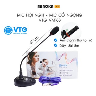 Micro cổ ngỗng, micro hội nghị hội thảo chính hãng VTG VM188 thu âm nhạy rõ tiếng, dây dài 8m