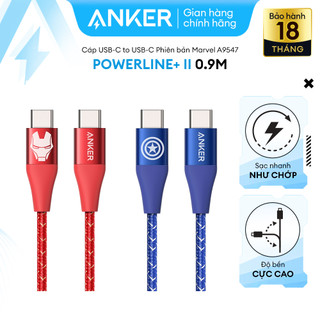 [KHÔNG SD CHO IP 14 SERIES TRỞ XUỐNG] Cáp sạc ANKER PowerLine+ II USB-C to USB-C 2.0 dài 0.9m Phiên bản Marvel - A9547