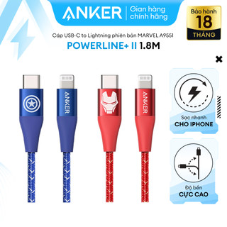 Cáp sạc anker powerline+ ii usb-c to lightning marvel - dài 1.8m - a9551