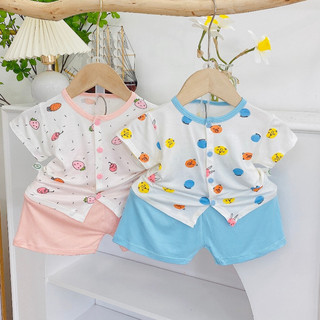 Bộ cộc tay thun lạnh cho bé sơ sinh 3-11kg, cài cúc giữa, vải mềm mịn, co giãn tốt, nhiều họa tiết đáng yêu