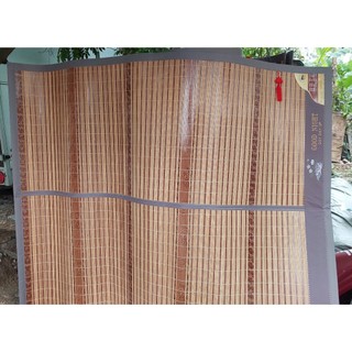 Chiếu trúc tăm vân gỗ gấp đôi Chiếu trúc tây bắc điều hòa mát lạnh nhiều size Chiếu trúc vân gỗ sắc nét loại 1 mịn mát