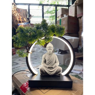 Kệ Gỗ Đèn Led size 20-30 Đặt Tượng Trang Trí , Có Thể Đốt Trầm Hương, Decor Thờ Cúng Tượng Phật