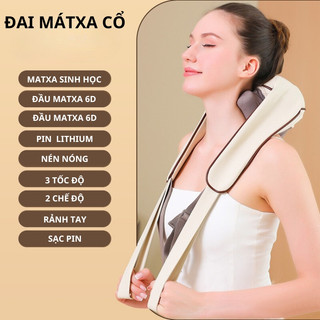 Máy massage cổ vai gáy 6D, Đai massage đa năng xoa bóp dây ấn mô phỏng bàn tay người kèm nhiệt NTC cao cấp, BH 12 tháng