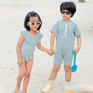 Set Đồ Bơi Đôi Bé Trai, Bé Gái (7-25kg) Bộ Đồ Bơi Cho Bé Chất Vải Cotton Thun Lạnh Phong Cách Hàn Quốc