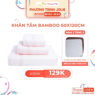 Khăn tắm bamboo mollis bmt4 60x120cm dày dặn mềm mại thấm hút tốt