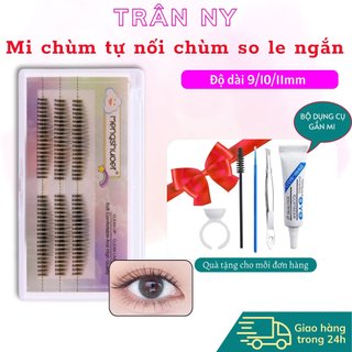 Mi chùm tự nối chùm so le ngắn mix size M060 siêu mảnh mi chùm tự nối mix size trang điểm tự nhiên tranny_lenscontact