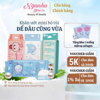 (mini)Khăn giấy ướt bỏ túi siêu mini, để đâu cũng vừa (8gói nhỏ/ bịch)