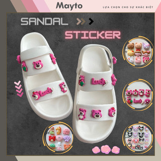 Sandal quai hậu nữ kèm Sticker dép quai ngang bánh mì 3cm MayTo dễ thương Ulzzang QN-DB2