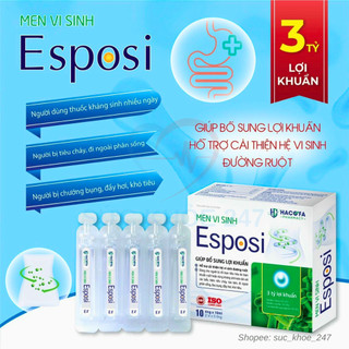 Men Vi Sinh Esposi 3 Tỷ Lợi Khuẩn 10 Ống/Hộp - Giảm Tiêu Chảy, Táo Bón, Đầy Hơi, Đi Ngoài Phân Sống