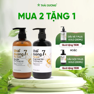 Combo Dầu gội Thái Dương 7 PLUS GOLD 500ml và Sữa tắm Thái Dương 7 plus 500ml tặng Dầu gội/ xả 7 Plus 250ml