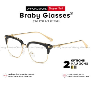 Gọng kính cận thời trang nam nữ Braby Glasses mắt vuông kim loại cao cấp chống gỉ kiểu dáng sành điệu, cá tính MK17
