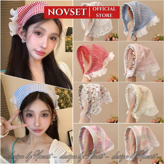 Khăn Bandana tiểu thư NOVSET khăn tam giác đội đầu kẻ caro